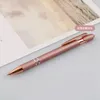 50pcs Rose Gold Ballpoint Pens Push Action Business Office Signature School Spiterery Instruments