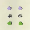 Boucles d'oreilles pendantes 1 ensemble de violet vert noir imprimé léopard Texture argile acrylique amour et