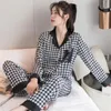 Dames Nachtkleding Ijs Zijde Zebra Patroon Pyjama Set Nachtkleding Lange Mouwen Revers Slaap Pak Shirt Broek 2 Stuks Pyjama Casual Thuis kleding