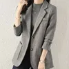 Kvinnors kostymer grå blazers solida kläder lösa kvinnliga rockar och jackor affärer 2023 American Woman Blazer Spring Sale Ytterkläder
