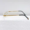 Monturas de gafas de sol de titanio puro, gafas sin montura de lujo para mujeres y hombres, gafas graduadas ópticas con muescas superiores, gafas cuadradas de plata y oro