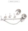 Stud -oorbellen 3 stks/set voor vrouwen antieke zilveren kleurmaanbladketting 3 oorgat sieradenstudie