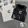 2023 Designer Sequins Women Tank Party Corset Luxury Knitwear Sparkle Camis Tops Designers Clothing Tanks Sweater Рубашки без рукавов Корсеты