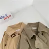 Manteau d'automne pour enfants, veste pour filles et garçons, Double boutonnage, Trench à revers, manches longues, avec ceinture, vêtements d'extérieur décontractés