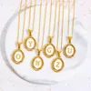 Collana con ciondolo lettera A-Z personalizzata fai-da-te in acciaio inossidabile placcato oro giallo di nuova moda per ragazze e donne con catena bel regalo