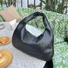 Hobo Sac à bandoulière Tissage Sac à Main Sac à Main en Cuir véritable à l'intérieur des Lettres de Mode Fermeture à glissière Noir Grande capacité Poches Fourre-Tout Sacs de Shopping 44 cm