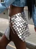 Rokken Sexy doorzien metalen pailletten minirok dames zomer micro club beach party rok y2k streetwear rokken dames rave outfit 231121