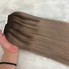 Taśma Balayage w Remy ludzkie przedłużenia włosów Ombre ciemnobrązowy do popiołu Blonde Invisible Teape Ins Extension 100G/40pcs