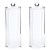 Boîtes de rangement 2pcs avec couvercle porte-tampon de coton cosmétique chouchou transparent organisateur de maquillage rond distributeur de vanité salle de bains moderne