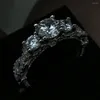 Cluster anneaux 90% de rabais sur la bague de diamant de laboratoire de trois en pierre réelle 925 argent sterling fiançailles fanfaron pour femmes bijoux de fête pour hommes