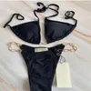 Designer Bikinis G Luxury Metal Chain Design Swimwear Ladies Fashion Pink Black Water Resistant Mid Waist Beach Bathing Wholesale 2 Pieces 10% OFF