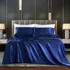 寝具セットラグジュアリー羽毛布団カバーセットソリッドカラーレーヨンサテンには、フラットシート枕カバークイーンキングサイズ無料船230422を含む