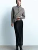 Kobiety swetry szare dzianin pullover 2023 Autumn Button Turtleeck SWEAT TOPS DŁUGO-STATOWY KOSTRON
