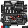 Andra handverktyg PCSSet MTifunctionL Ratchet Wrench Set Professional Mechanic Repair Combination Kit med Carry Case för 230201 Drop D DHMFU