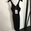 Lyxpärlor stickade glidklänning kvinnor sexig djup v stickad lång klänning modedesigner smal stretch kjol