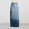 Kjolar soefdioo gradient mode burr tillbaka denim kvinnor sexig mager formning höft maxi 2023 kvinnliga botten streetwear