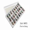 96PCS Flies for Fishing Mixed Fly Fishing bait Feather hook Bionic bait variety of colors Fishing necessary High quality281d