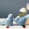 Trädgårdsdekorationer par Microlandscape Ceramic Porcelain Hollowed Out Par Birds Animal Ornament Home Holiday Gifts 230422