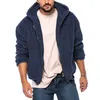 Herrenjacken 2023 Herbst Winter doppelseitig Fleece warme Hoodie-Jacke Männer Solid Color Leichtes schwarzes Fuzzy Reißverschlussmantel