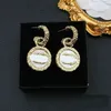 Marque de luxe Designers Lettres Stud Dangle Boucle D'oreille Clip Eardrop Ronde Géométrique Célèbre Femmes Cristal Strass Métal Boucle D'oreille De Mariage