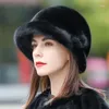 Berretti di fascia alta per capelli di visone cappello caldo da donna moda top invernale ispessito vera pelliccia casual da donna di grandi dimensioni