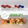 Macetas Macetas 24 hoyos Florero de acrílico transparente Rectangular para mesa de comedor Decoración de boda Caja de regalo de rosa con luz Escritorio Decoración para el hogar 230422