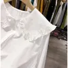 Женские блузки, хлопковая белая рубашка, женская весна-осень 2023, свободная универсальная блузка в корейском стиле, мешковатые топы с кукольным воротником Kawaii, Y2k Ins