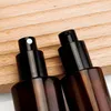 Amber Glass Pump Bottles Flat Shoulder Refillable Spray Bottle For Serum Essential Oil Parfym Lotion 30 ml 50 ml 80 ml 100 ml CHDBK