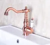 Kitchen Faucets Vintage Red Copper Antique Brass Single Handle Swivel Spout Bathroom Basin Sink Faucet Cold & Mixer Tap Anf137