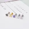 Hoop Earrings 2PC Fashion Crystal Zirconia Tiny Small Round Triangle Flower Pendant Stud Piercing Jewelry For Women