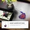 Portachiavi 2 pezzi Portachiavi Decorazione Decorativa Bandiera del Regno Unito Anello a forma di cuore Mini Borsa Portafogli in metallo Britannico