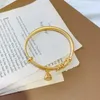 Bangle Hollow Carved Lotus Pommel Ancient Method Bracelet Brass Gold-plated Fashionable Round Belly Push-pull Female