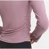 Camisas ativas Nylon Camiseta feminina Manga longa Trecha Trecha de jaqueta de jaqueta de corrida esportiva para fitness yoga desgaste