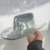 Wide Brim Hats Bucket Glitter Mirror Disco Cowboy Stunning Ball For DJ Sequins Cap Club Stage Bar Party Dan X3I1 230421