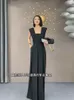 Kobiety Jumpsuits Rompers Superaen Summer Black Suit Kobiet Summer Thin Fashion V-Neck Sleveles Talle Solid Wide Noge Scossuit 230422