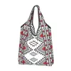 ショッピングバッグ面白いプリントKabyle Pottery Amazigh Ornament Tote Portable Shoulder Shopper Africa Ethnic Geometric Handbag