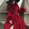 Kobiety FUR FUAX LOLIBOOK Zimowe ciepłe bawełniane płaszcze duże kołnierzyk linia szczupła wełniana płaszcza France Fashion Hepburn gruba 231122