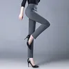 Pantaloni da donna Capris Primavera Autunno Elegante Vita alta Casual Stretch Slim Pantaloni da donna di mezza età Moda da donna All Match Pantaloni a matita grigio nero 230422