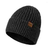 Bérets unisexe marque chapeaux d'hiver couleur unie tricoté pour hommes et femmes bonnet casquette en plein air ajouter fourrure doublure chaud Sports