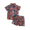 Clothing Sets Kids Baby Boy Beach Suits Summer Fashion Printed Short Sleeve Lapel Button Down Shirts And Pants 2Pcs Casual 1-6Years