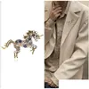 Broches, broches broches broches Cindy Xiang strass grand dragon pour femmes Vintage Colorf Zodiac Animal Pin chinois Feng hiver accès Dhuqe