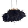 Portefeuilles Sac de soirée en plumes en peluche Mini sac à main à bandoulière avec chaîne détachable