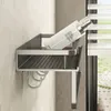 Étagère de salle de bain Pistolet de salle de bain Étagère grise avec espace porte-serviettes Étagères d'angle en aluminium Porte-serviettes avec crochet Porte-shampooing Étagère de rangement de cuisine 230422