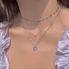 Pendanthalsband Korea Trendiga lyxiga flerskiktade fjärilspärlhalsband för kvinnor Temperament Gold Color Choker Chain Wedding Jewelry