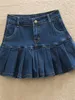 Skirts Denim Skirt With Ruffles 6XL 7XL Harajuku Y2K Jeans Skater Woman High Waist Bottom Female Casual Pleated Micro Mini Short Jurken P230422