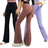 Calças ativas cintura alta controle de barriga sem linha T Sports Gym Fitness Yoga Flare Leggings para mulheres