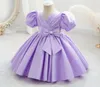 Fille Robes 2023 Robe Élégante Pour Enfants Fleur Mariages Infant Bowknot Froncé Bébé Filles 1er Anniversaire Cérémonie Pageant Party Vestidos