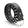 Ceintures Idopy hommes Cool Punk clouté ceinture en cuir véritable noir fête Cosplay Rivets Costume véritable ceinture pour homme