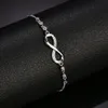 Europeiska och amerikanska hotsale CZ Crystal Infinity Armband Silver justerbar tenniskedja Åtta formade armband