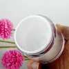 Pots cosmétiques en acrylique, pot de crème pour le visage et les mains en plastique sans air, bouteille ronde avec collier argenté brillant 15g 30g 50g Wsemr